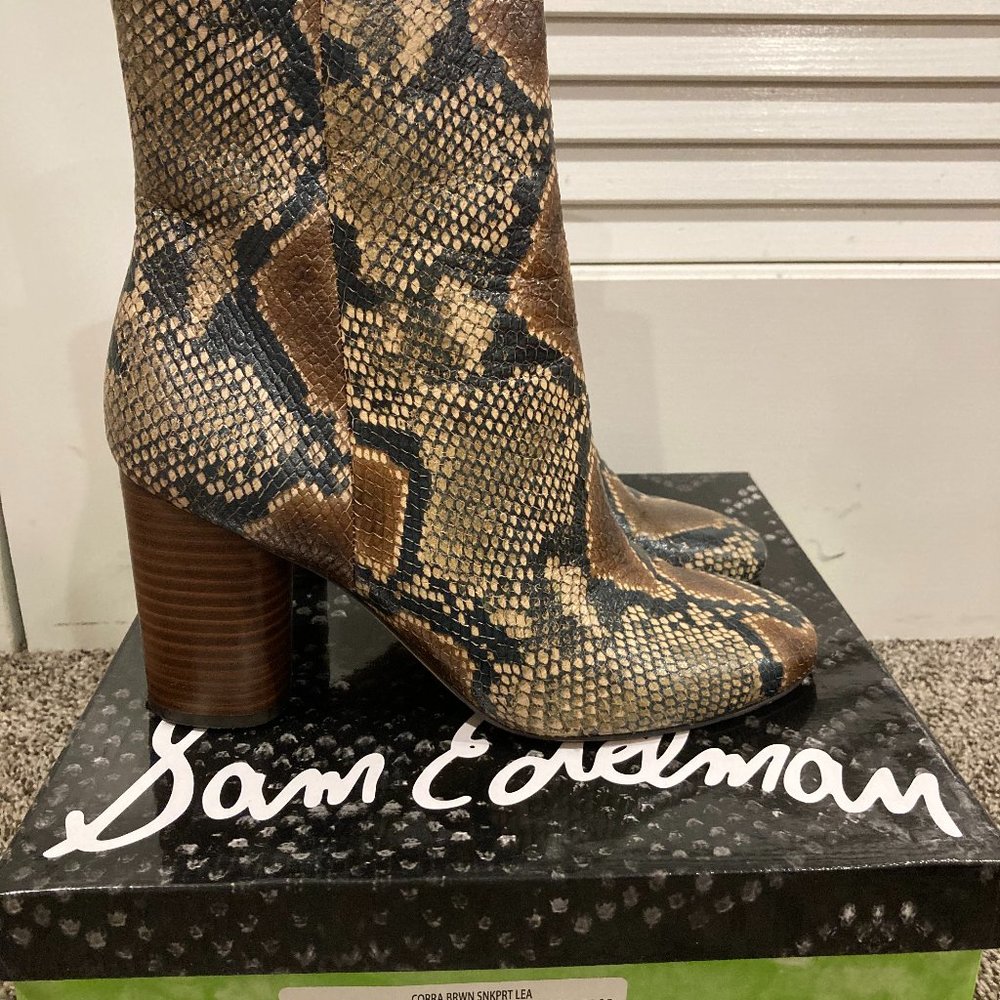 Sam Edelman - Corra Brown Snake Print Leather - Women Size 8.5 - Pre Owned